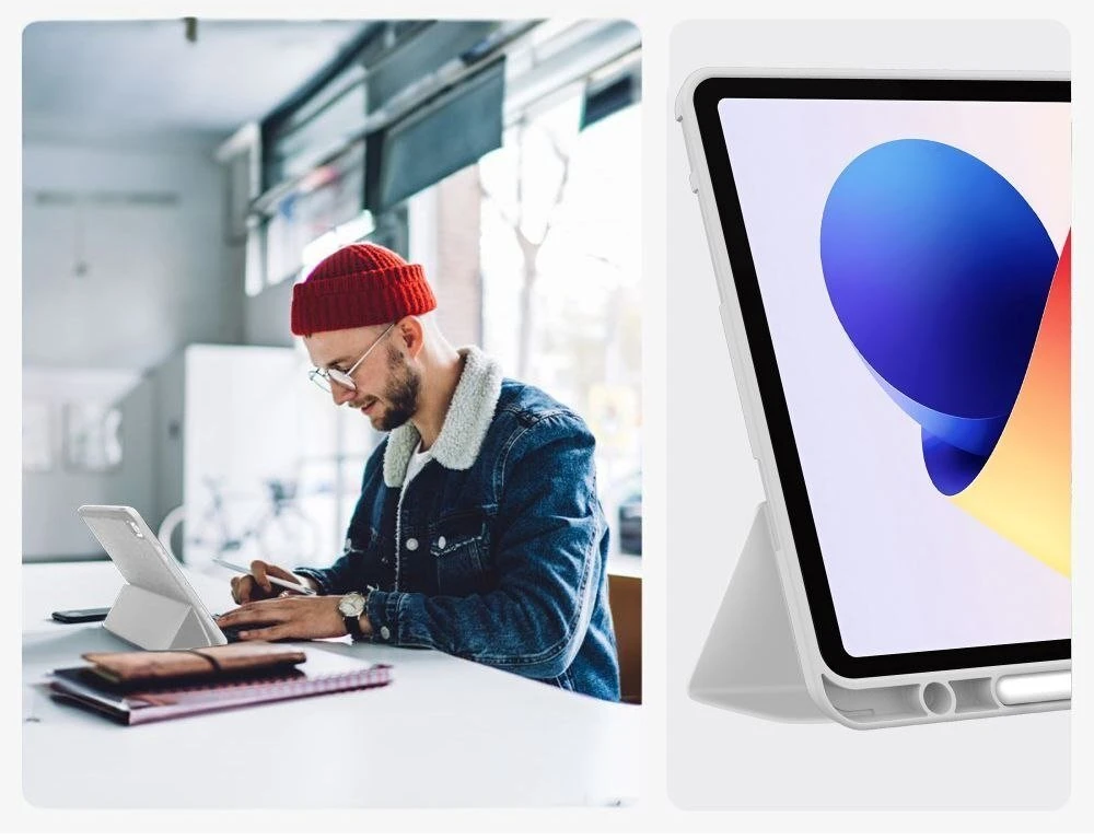 Tech Protect TechProtect SmartCase Pen dėklas skirtas Xiaomi Poco Pad M1 / Redmi Pad 2 Pro 12.1 – pilkos spalvos