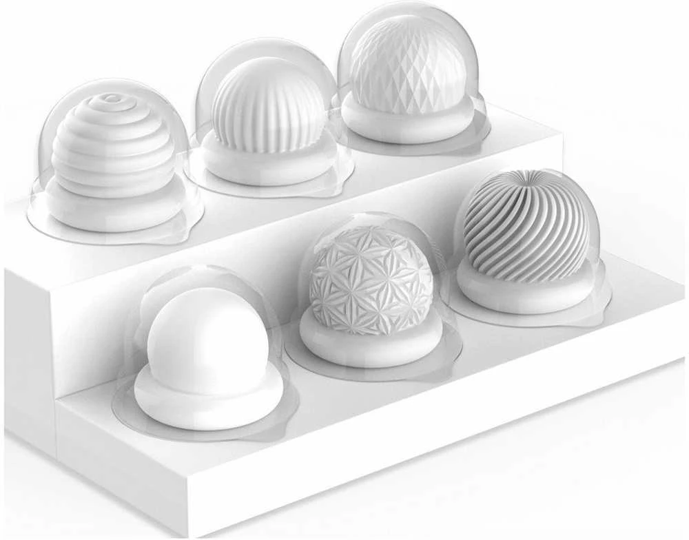 S Hande Dvipusių kiaušinio formos masturbatorių rinkinys Jelly Cup, 6 vnt