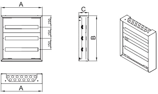 Sabaj System „Sabaj“ modulinis skirstomasis įrenginys NRPSM 54 3x18 ant paviršiaus montuojamas IP30 – 54-3-18-2