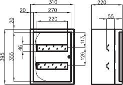 Sabaj modulinis skirstomasis įrenginys NRP-24-BIS Z 2x12, montuojamas ant paviršiaus IP31 - 3-223