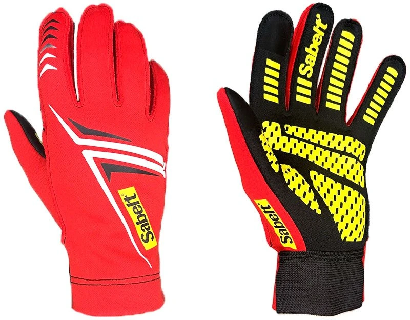 Sabelt G34 Sim Gloves Rękawice wyścigowe, su obsługą dotyku, silikonowa dłoń, 216-223mm obwód - raudona, S (00319-02-02-Raudonas-S)