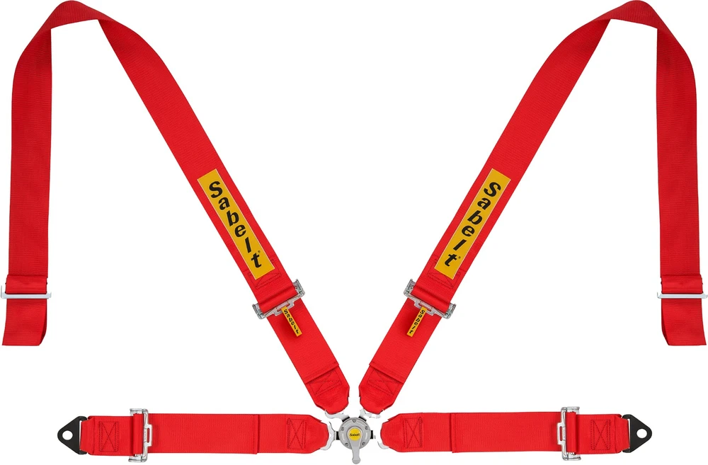 Sabelt Sim Seatbelts, 4-point harness, adjustable, compatible with P, S, and X series - red (00318-01-03-Raudonas)