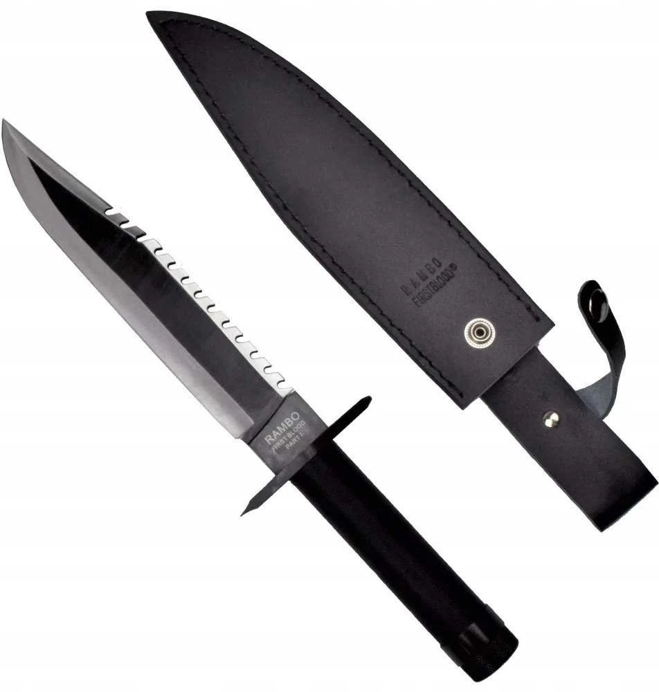 „Cinema Classic Rambo I“ didelis peilis su odiniu makštimi CC-H1 360 mm Juodas