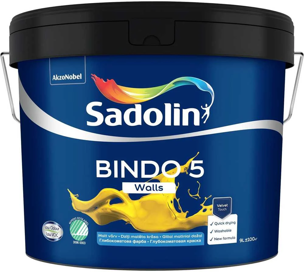 Dažai Sadolin Bindo 5, balti, 9 l