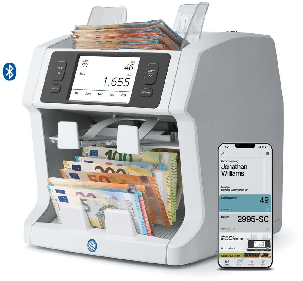 SafeScan Safescan Banknotų skaičiuotuvas 2 skyriai, 7 kartų patikra