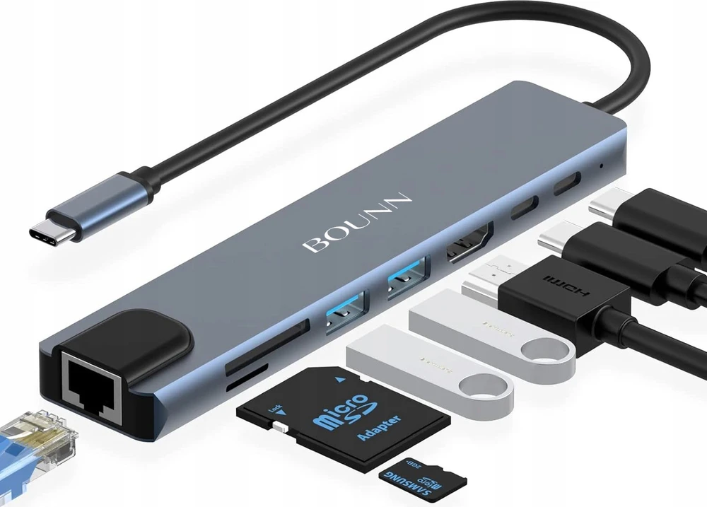 Šakotuvas „Bounn 8-in-1 MacBook“ USB-C dokas / replikatorius (JH-81)