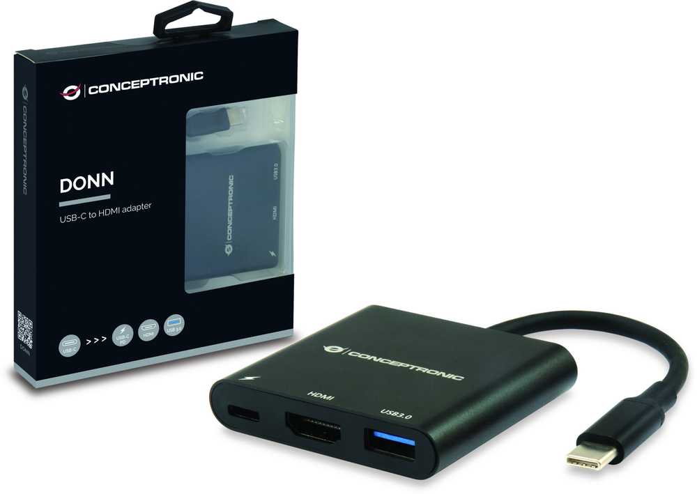 Šakotuvas Stacja/replikator Conceptronic DONN01B 3-w-1 USB-C (DONN01B)