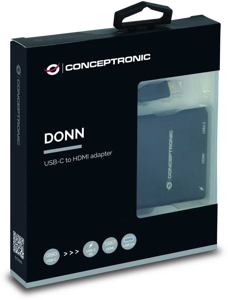 Šakotuvas Stacja/replikator Conceptronic DONN01B 3-w-1 USB-C (DONN01B)