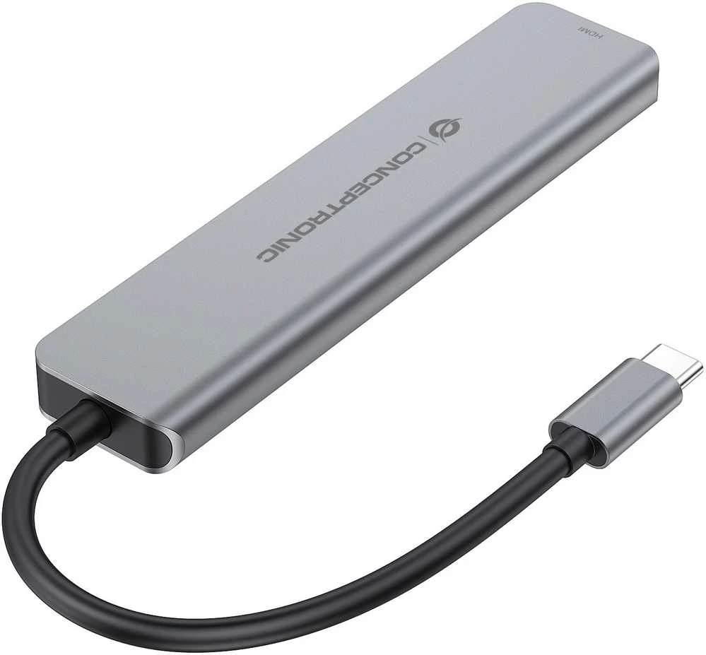 „Conceptronic CONCEPTRONIC 6-1“ laikiklis, USB-C->HDMI, 2xUSB-A, 3xUSB-C, + 25 cm