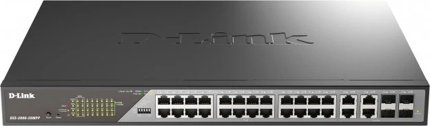 Šakotuvas D-Link DSS-200G-28MPP/E 28-Port Gigabit Smart Managed PoE+ Switch | 24 PoE+ Ports (518 W) + 4 Combo SFP Ports | D-Link