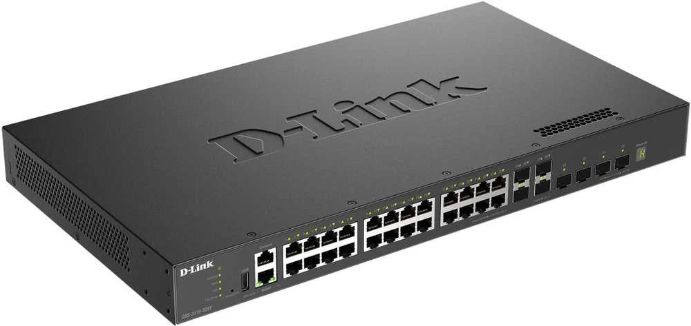Šakotuvas D-Link DXS-3410-32XY/E 3 lygio sudedami 10 gigabitų valdomi komutatoriai | D-Link