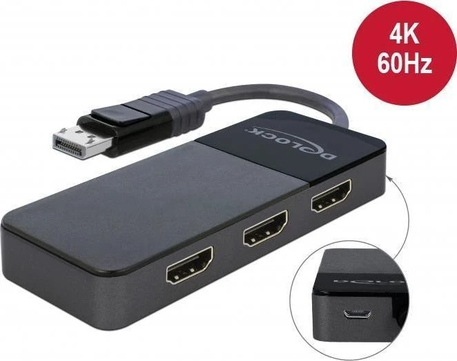 DLC DeLOCK 87770 vaizdo signalų daliklis DisplayPort 3x HDMI