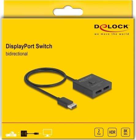 Delock DeLOCK DisplayPort jungiklis 2 > 1 dvikryptis 8K (juodas, 50 cm)