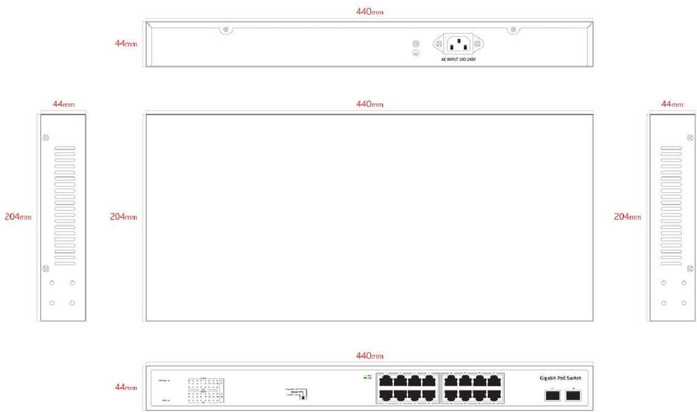 Šakotuvas Switch Ernitec ELECTRA-U16-1GB (ELECTRA-U16-1GB-285W)
