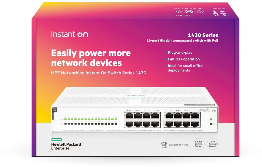 Šakotuvas Hewlett Packard (HP) Switch HPE Aruba Instant On 1430 16G