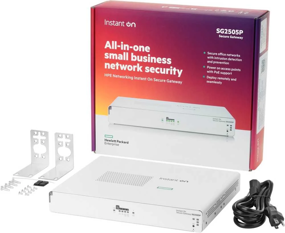Maršrutizatorius „Hewlett Packard“ (HP) „HPE Networking Instant On Secure Gateway“ 5 priedų „SmartRate 2.5G PoE+“ 64 W SG2505P