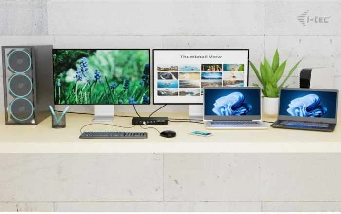 „I-tec USB-C KVM Dock PRO 3“ 3 pagrindiniams kompiuteriams