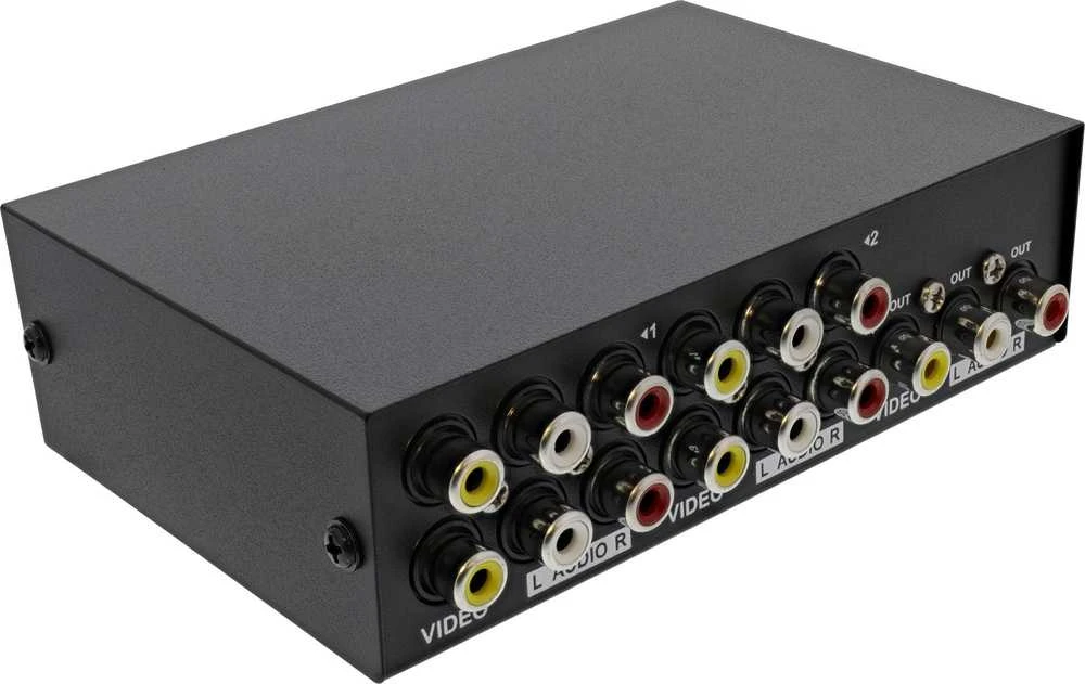 Šakotuvas InLine ® AV Switch rankinis 4 prievadų, 3x RCA IN/OUT