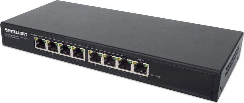 Šakotuvas Intellinet 561679 jungiklis GIGABIT 8x RJ45 PoE+ 85W, maitinimas per PoE