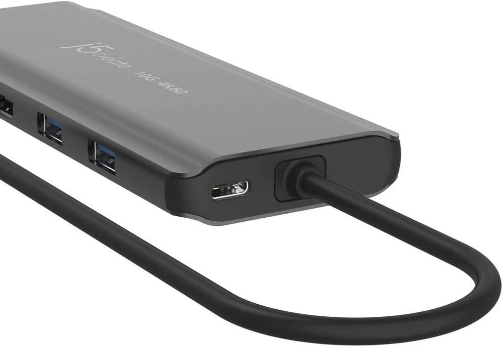 Šakotuvas j5create JCD398-N Docking Station Laidinis USB 3.2 Gen 2 (3.1 Gen 2) Type-C pilkas