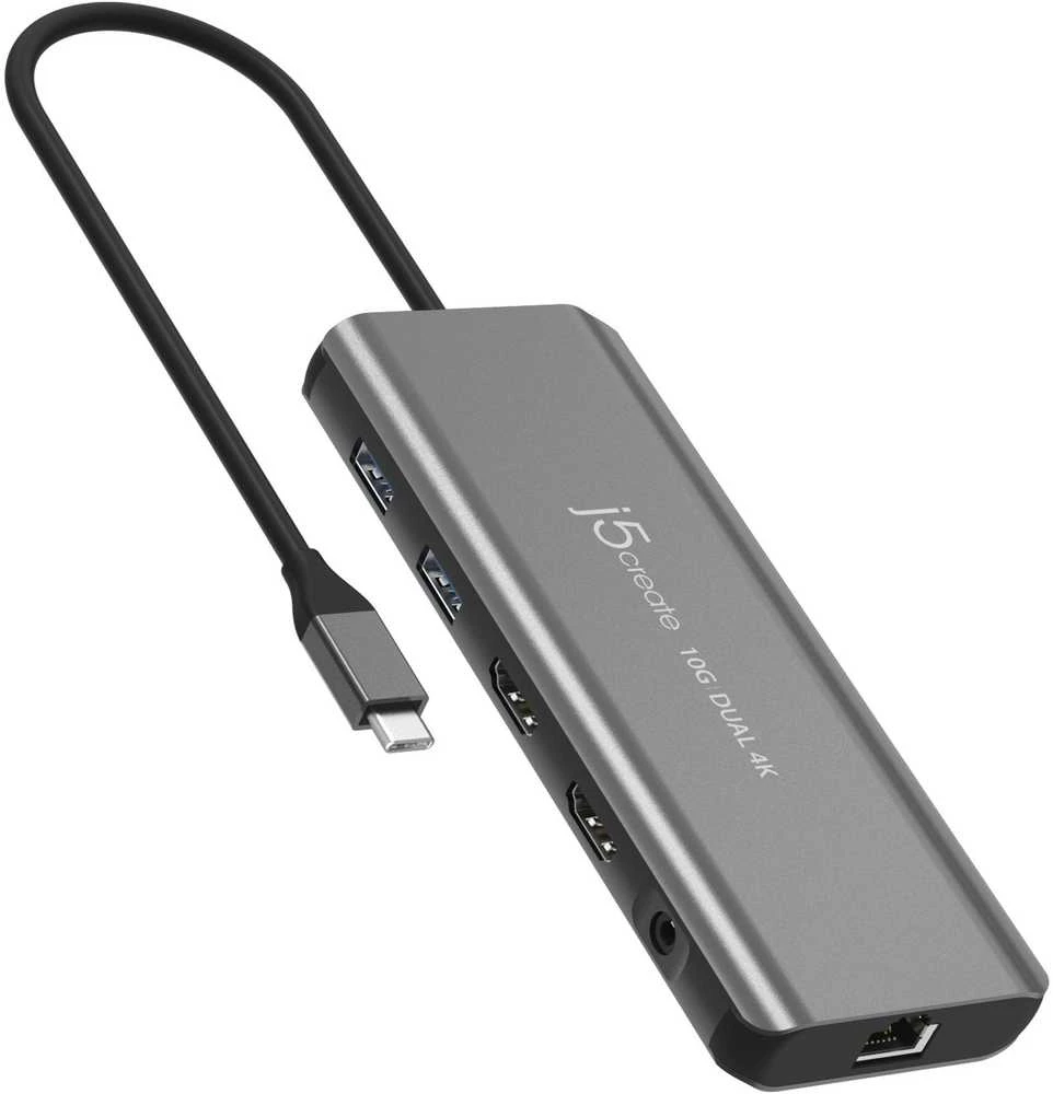 Šakotuvas j5create JCD398-N Docking Station Laidinis USB 3.2 Gen 2 (3.1 Gen 2) Type-C pilkas