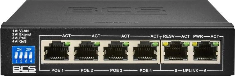 Šakotuvas SWITCH POE BCS-B-SP0402 4 PRIEVADŲ BCS BASIC