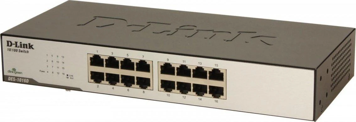 Šakotuvas D-Link DLINK 16xRJ45 10/100 nevaldomas 16 prievadų jungiklis 2 MB 100 MB, galima integruoti