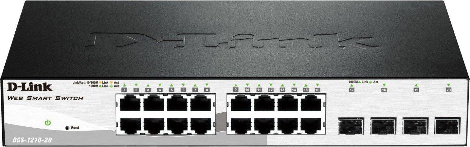 Šakotuvas Komutatorius D-Link DGS-1210-20 (16x 10/100/1000Mbps)
