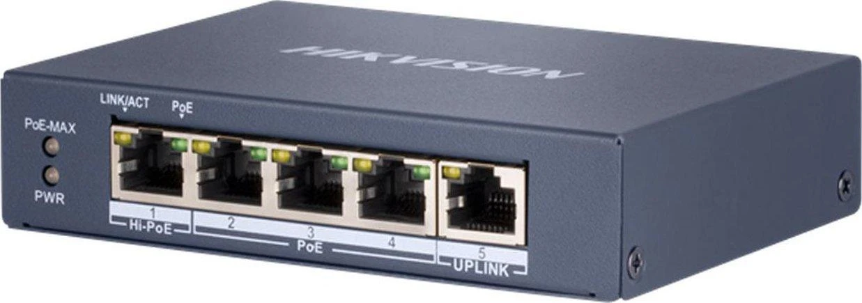 Šakotuvas SWITCH POE DS-3E0505HP-E 4 PRIEVADŲ Hikvision