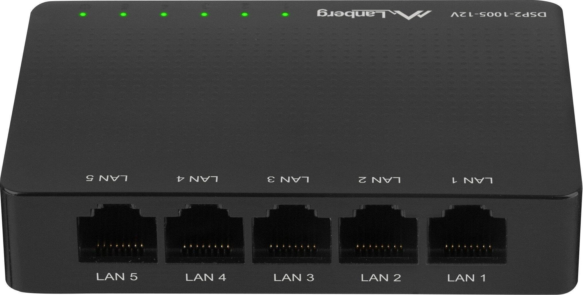 Šakotuvas LANBERG jungiklis DSP2-1005-12V 5 prievadų 1Gbps 12v