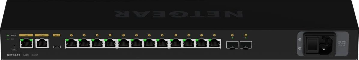 Šakotuvas NETGEAR 14 prievadų AV linija M4250-12M2XF 12x2.5G ir 2xSFP+ valdomas jungiklis