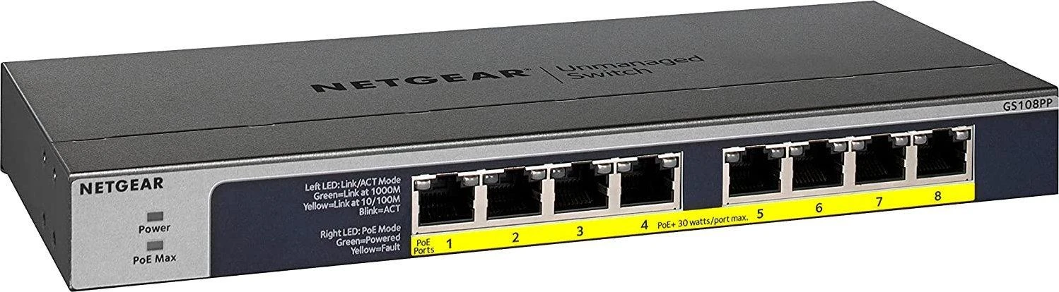 Šakotuvas Switch NETGEAR GS108PP-100EUS