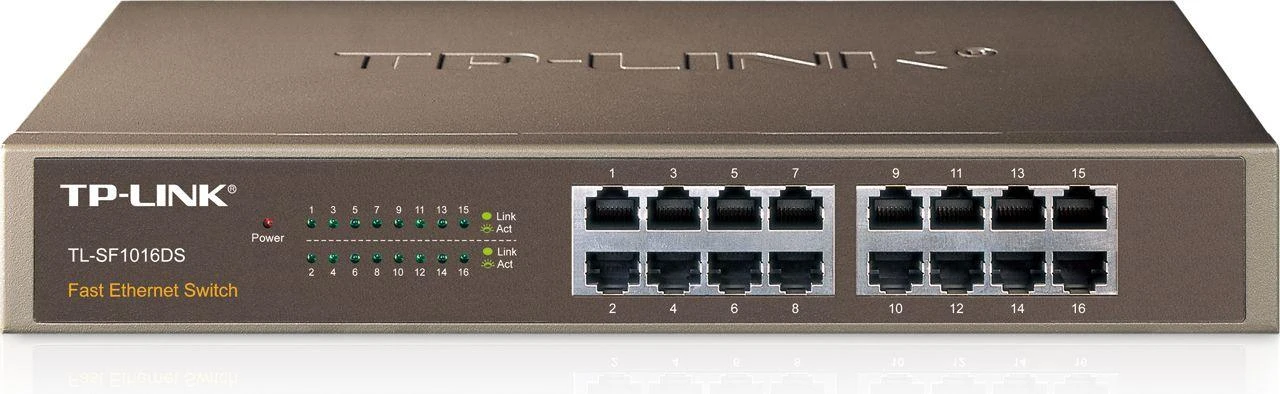 Šakotuvas TP-Link TL-SF1016DS tinklo komutatorius Ne-valdomas Fast Ethernet (10/100) 1U Juoda