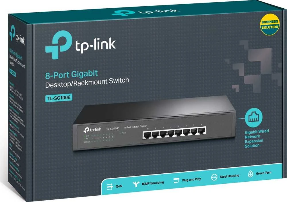Šakotuvas TP-LINK 8 prievadų gigabito komutatorius, 19 colių įstrižainė