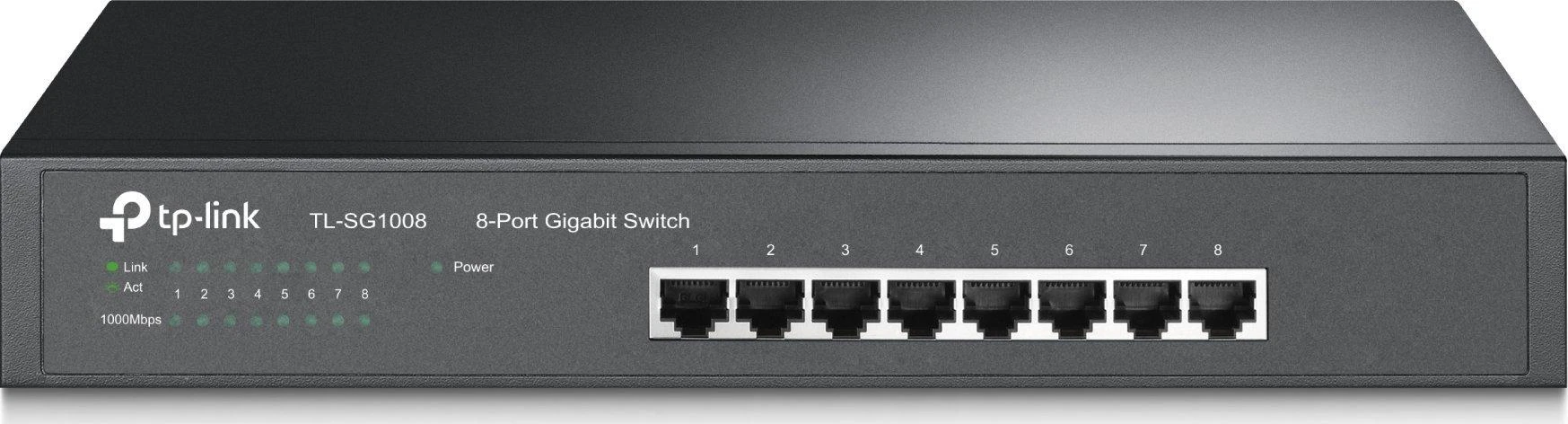 Šakotuvas TP-LINK 8 prievadų gigabito komutatorius, 19 colių įstrižainė