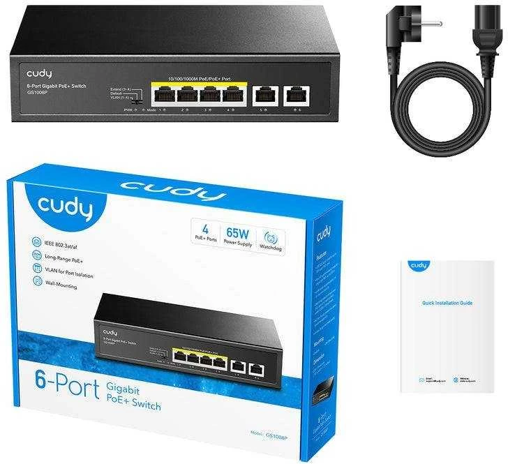 Šakotuvas Cudy GS1006P network switch Unmanaged Gigabit Ethernet (10/100/1000) Power over Ethernet (PoE) Juodas
