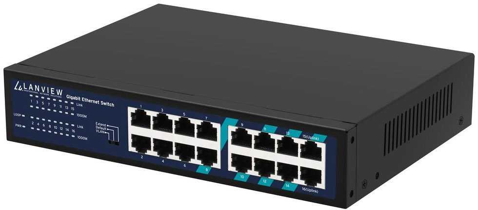 Šakotuvas Switch Lanview LVN-1U-16PORT Gigabit (LVN-1U-16PORT-1G)