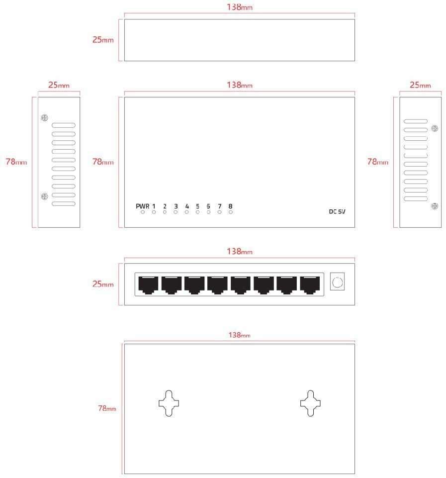 Šakotuvas Switch Lanview LVN-DESK-8PORT-1G bez kategorii
