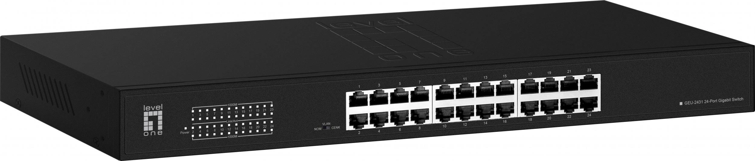 Šakotuvas Level One Lenovo LevelOne Switch 24x GE GEU-2431 19″ Rack Mount Kit Ne-valdomas Gigabit Ethernet (10/100/1000) 1U Juoda
