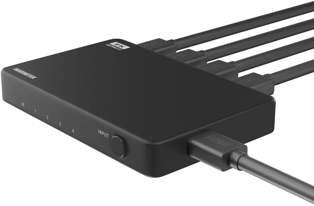 Marmitek Connect 740 – HDMI perjungiklis 8K 60Hz – 4K 120Hz – HDMI 2.1 – 4 įėjimai / 1 išėjimas, HDMI, Juodas, 120 Hz, 48 Gbit/s, 7680 x 4320 pikselių, 8K Ultra HD