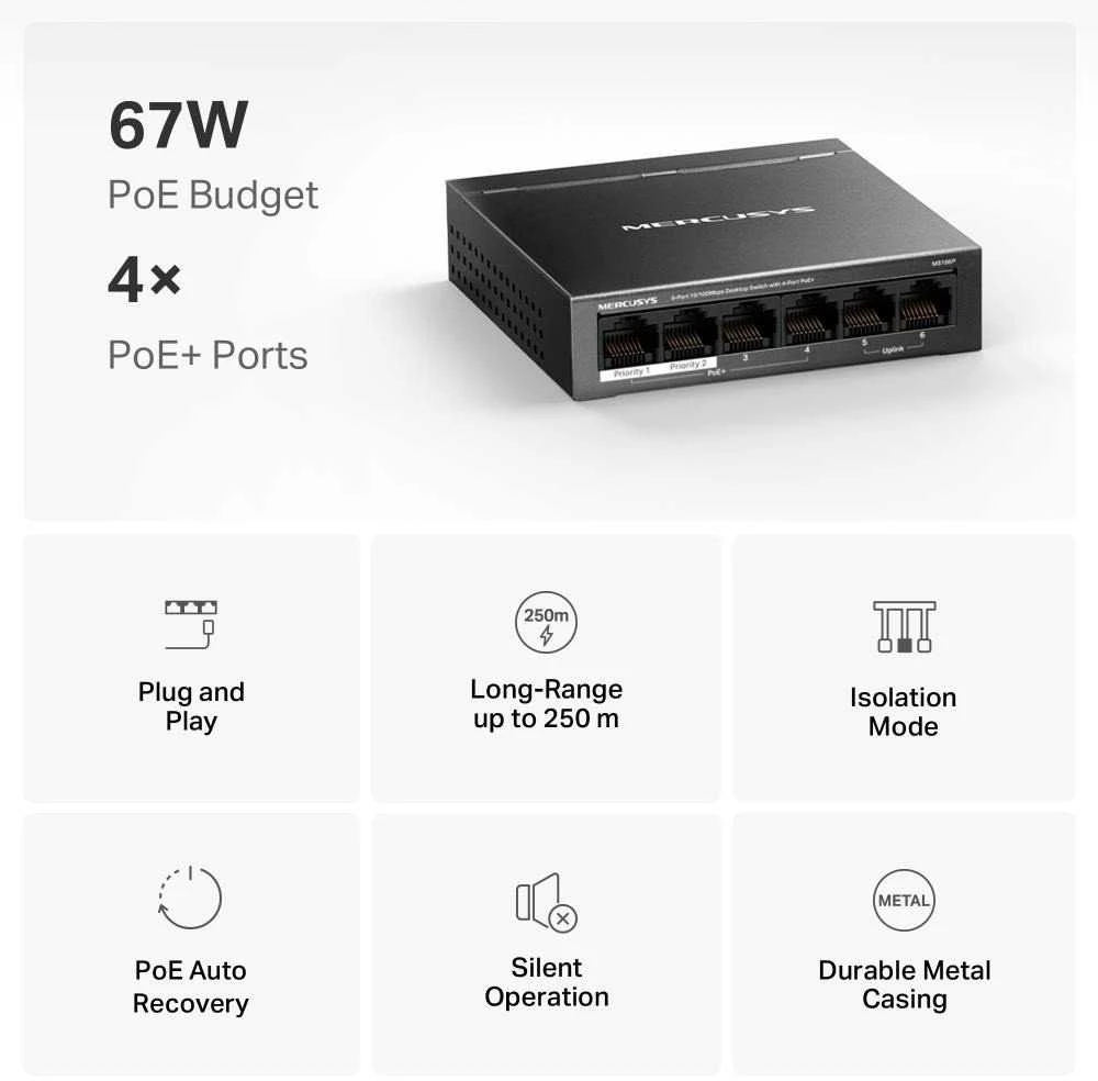 Šakotuvas TP-Link Mercusys MS106P