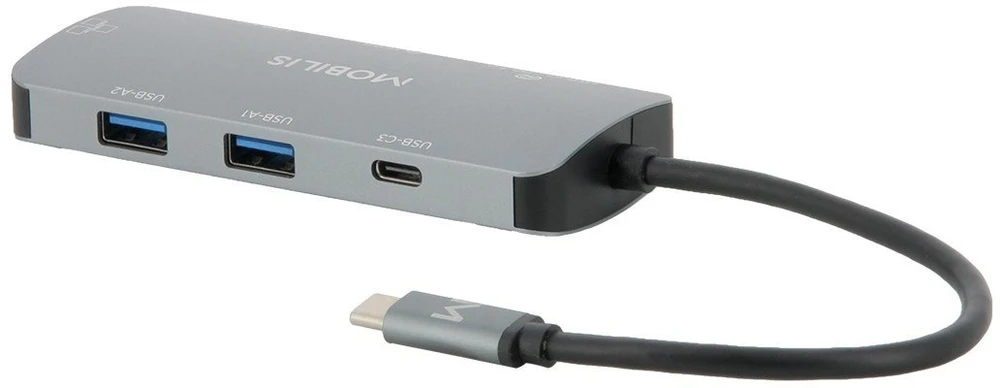 Carruzzo Mobilis 001382 knyginių kompiuterių dokas / jungčių replikatorius Vielinis USB 3.2 Gen 1 (3.1 Gen 1) Type-C Juoda, Pilka