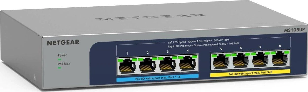 Šakotuvas Jungiklis NETGEAR MS108UP-100EUS