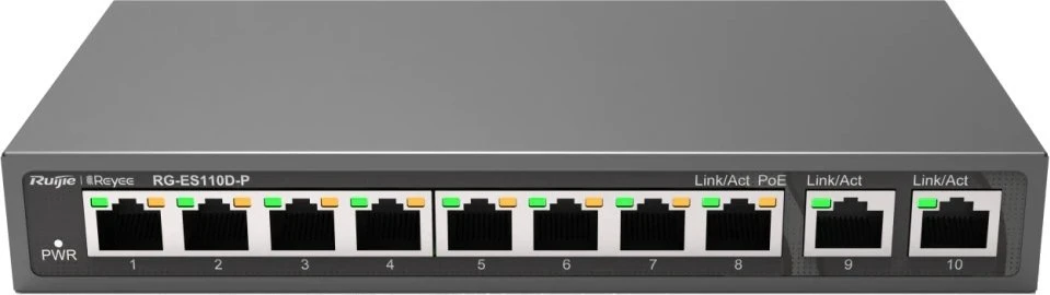 Šakotuvas Ruijie Networks 8 prievadų komutatorius Ruijie RG-ES110D-P