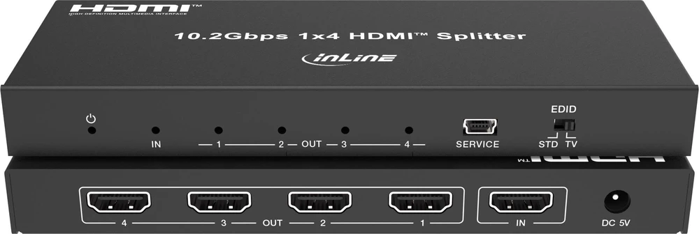 Šakotuvas Sbox InLine® Video Splitter, 1x4, HDMI 4K/30Hz