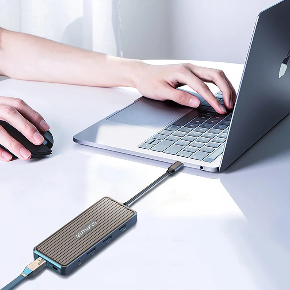 „4smarts SmartDock 11w1“ | 4x USB-A | USB-C PD 100W | RJ45 | Garsas/mikrofonas | HDMI | 2x DP
