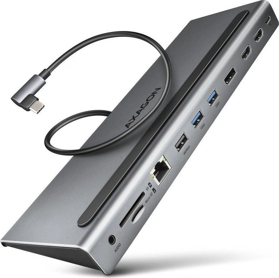 „Axagon“ kelių prievadų USB-C 5Gbps trigubas 4K ekrano šakotuvas HMC-4KX3