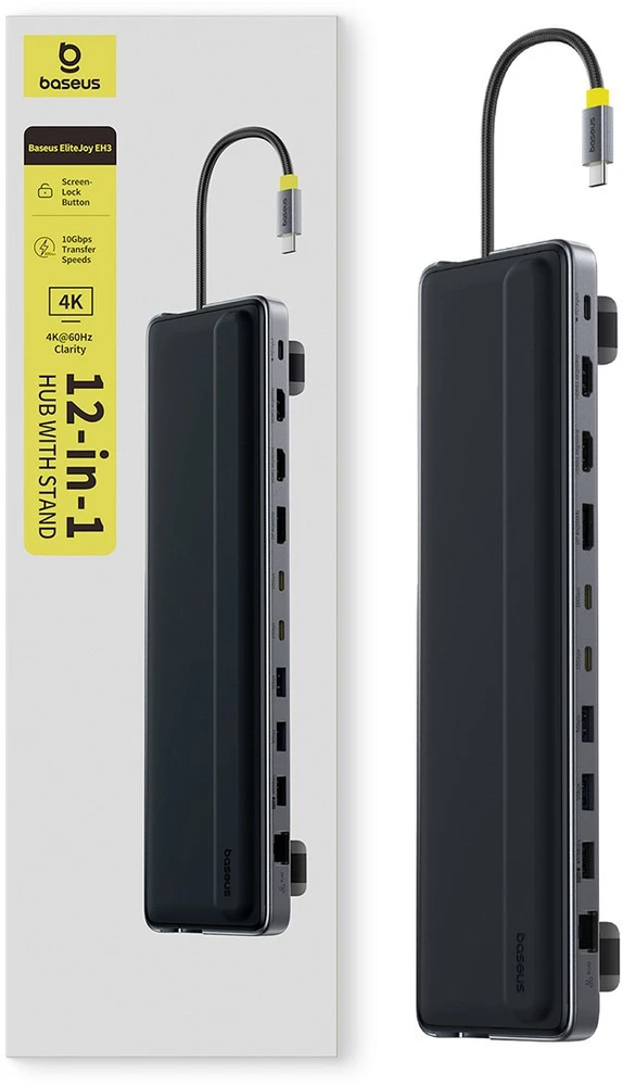 Baseus EliteJoy EH3 12w1 USB-C adapteris, pilkas