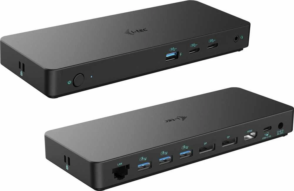 I-TEC USB-C triguba 4K Ekrano prijungimo stotis Gen2 2xDP 1xHDMI 1xGLAN 3xUSB 3.2 Gen1 1xUSB 3.2 Gen2 2xUSB-C Gen2 1xAudio/Mic PD100W