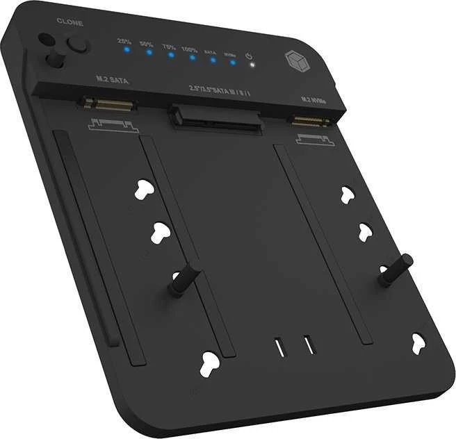 „Raidsonic Icy Box IB-2915MSCL-C31“ prijungimo stotelė ir „CloneStation“, skirta M.2 NVMe ir M.2 SATA SSD ir 2,5 colio / 3,5 colio SATA SSD / HDD